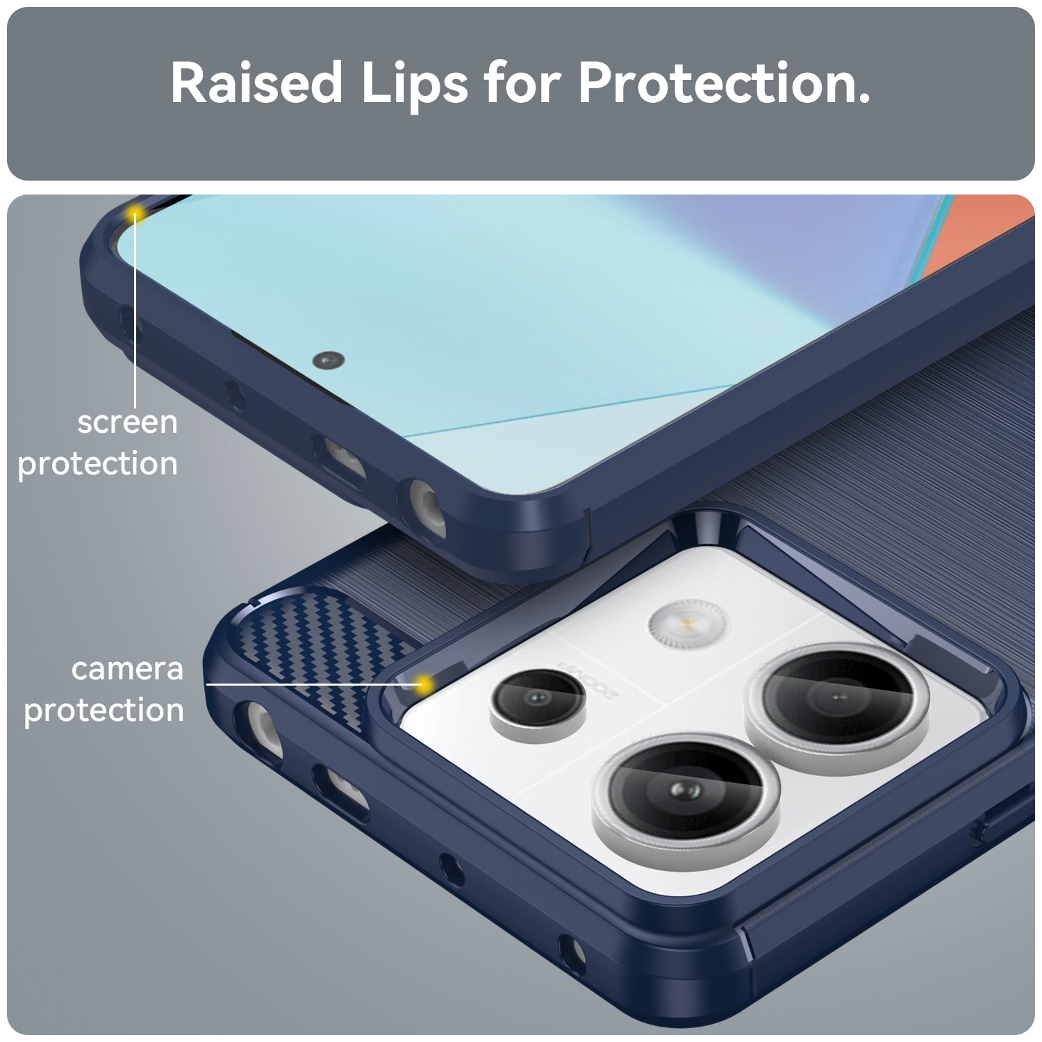 For Xiaomi Redmi Note 13 Pro 5G / Poco X6 5G TPU Cover Carbon Fiber Texture Cell Phone Case - Blue For Xiaomi Redmi Note 13 Pro 5G / Poco X6 5G TPU Cover Carbon Fiber Texture Cell Phone Case - Blue
